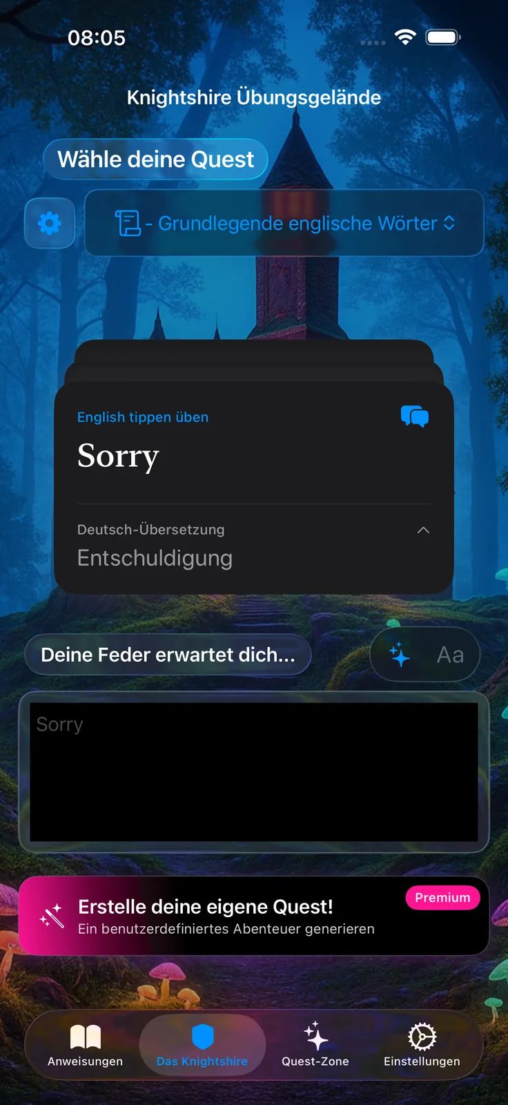 Tippen üben (Dark Mode)