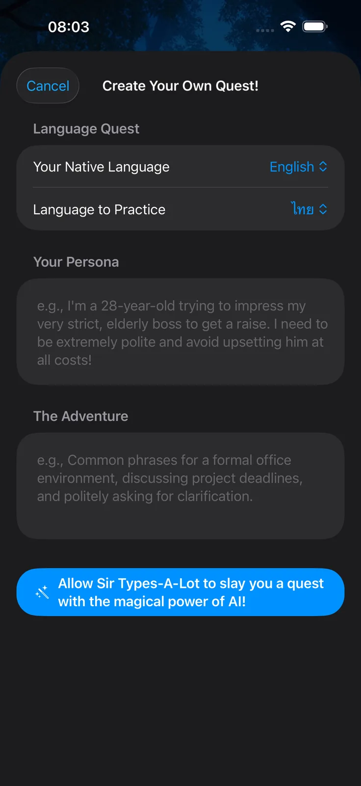 Personas Screenshot