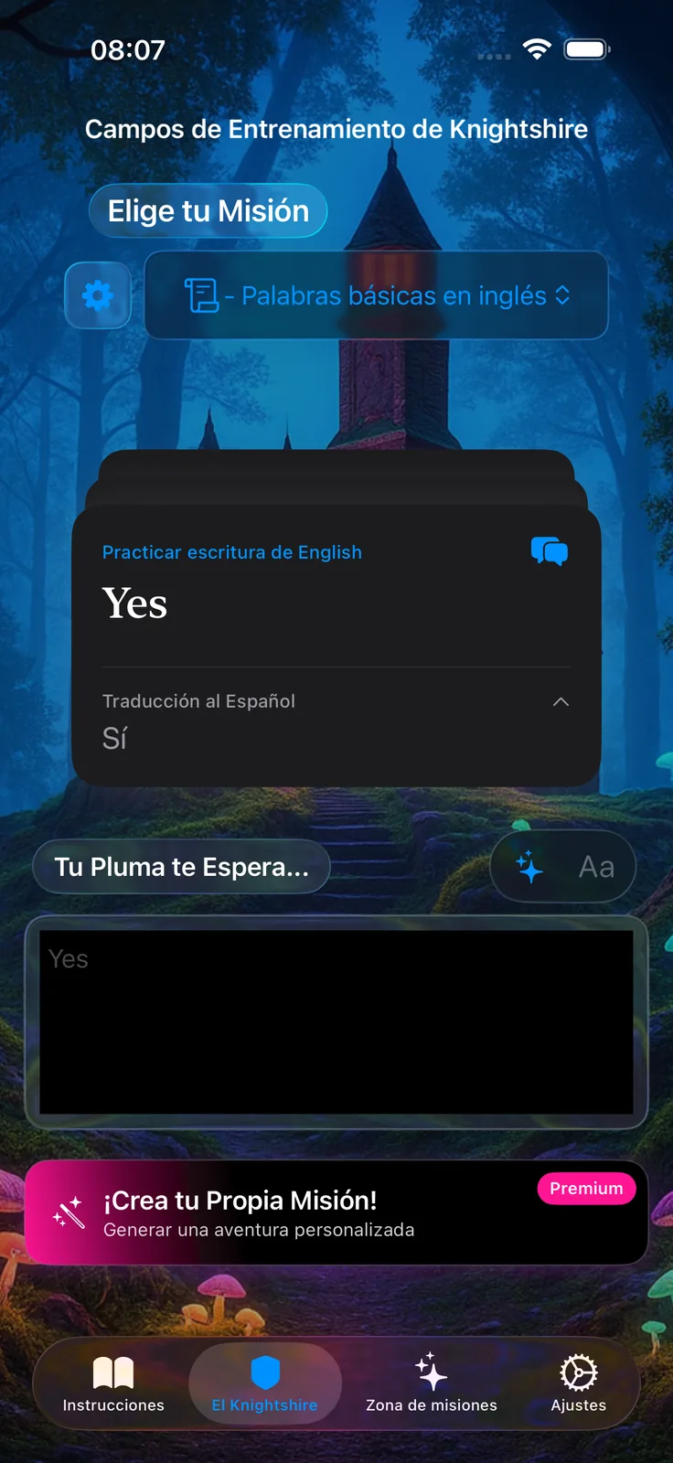 Sesión de Práctica de Escritura en Terrenos de Entrenamiento de Knightshire