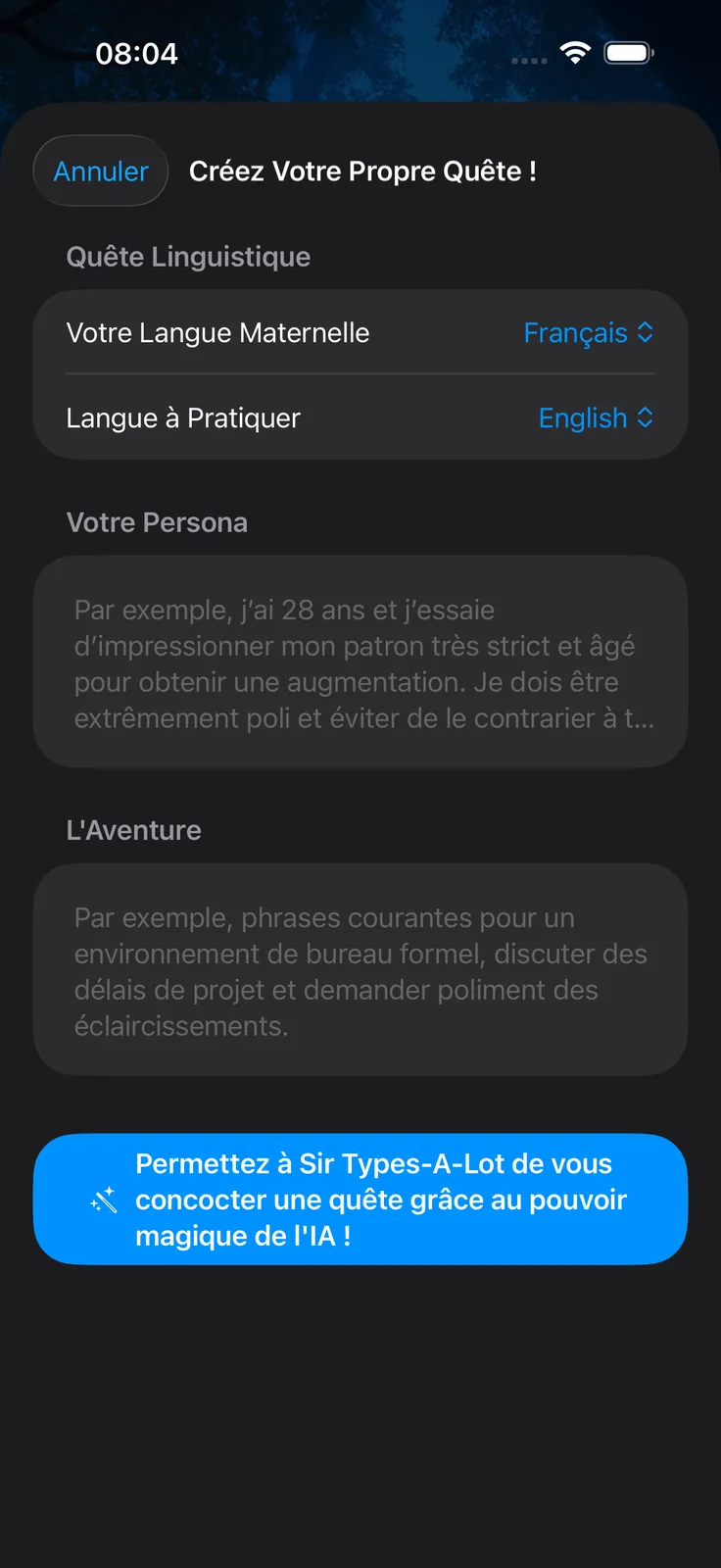 Capture d'Écran de Personas